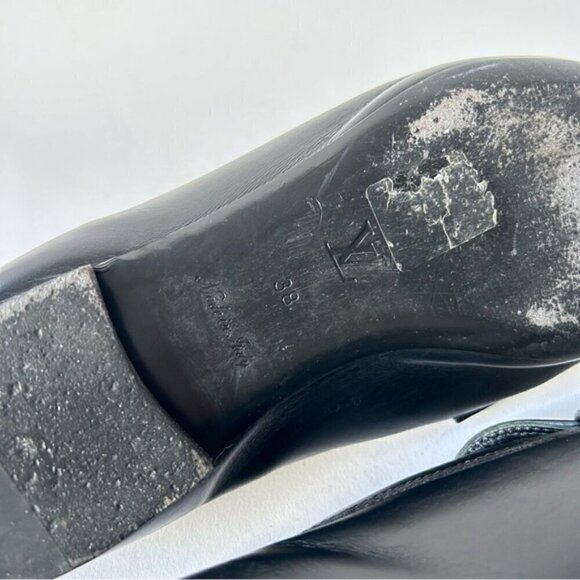 Louis Vuitton Upper Case Flat Black Smoth Leather Loafers Sz 38 - Picture 10 of 11